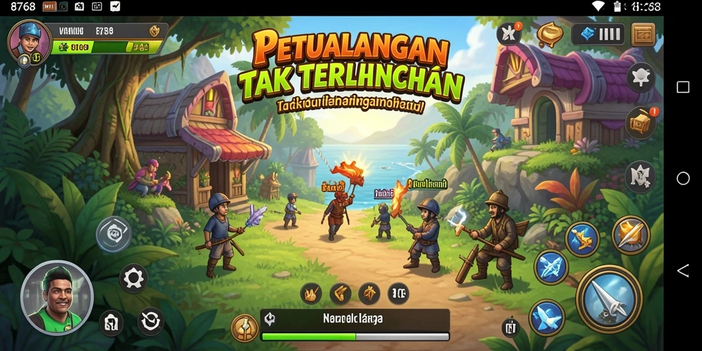 Tampilan gameplay seru di dunia petualangan yang menakjubkan.