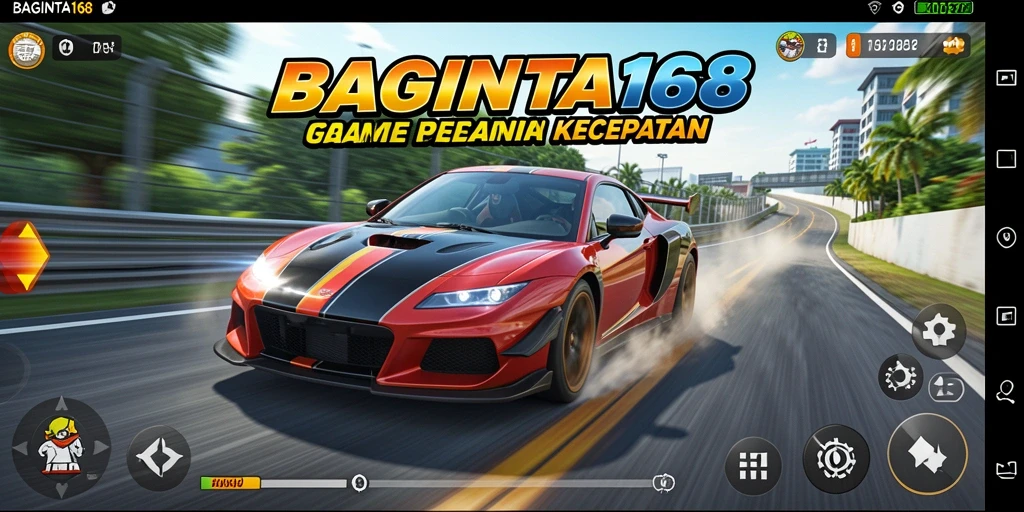 Screenshot gameplay <strong>BAGINTA168</strong> menampilkan suasana balapan yang mendebarkan.