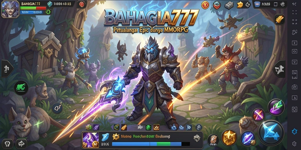 Screenshot permainan BAHAGIA777 dengan aksi seru dalam dunia MMORPG.