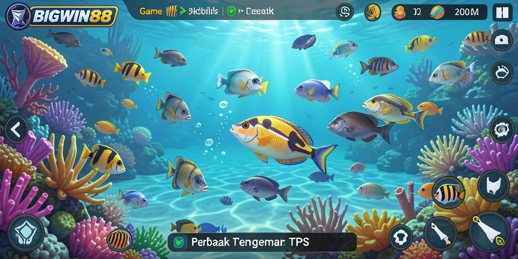 Tampilan gameplay seru dalam BIGWIN88 dengan aksi tembak ikan yang intens.