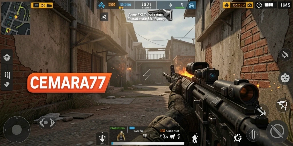 Screenshot gameplay CEMARA77 yang menampilkan aksi seru dalam pertempuran FPS.