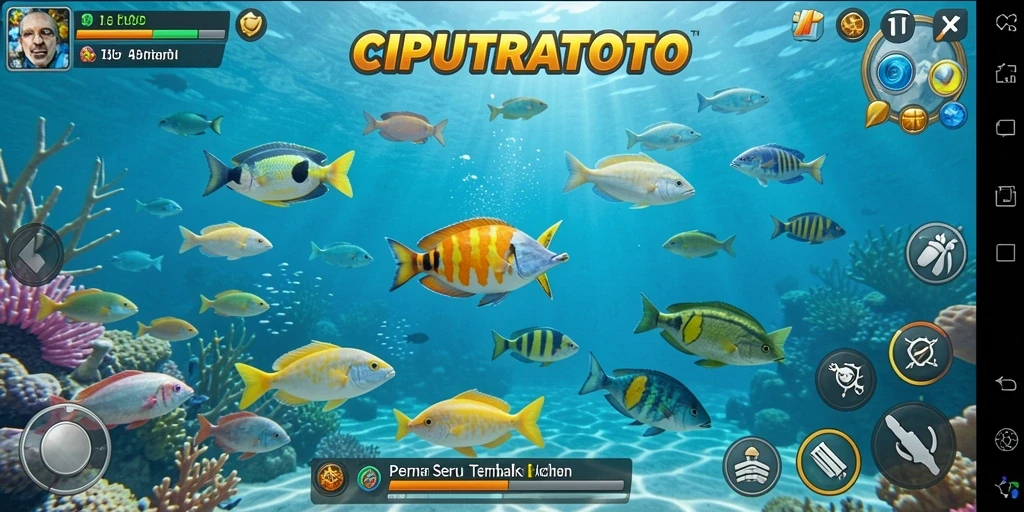Tampilan gameplay seru di CIPUTRATOTO dengan aksi Tembak Ikan.