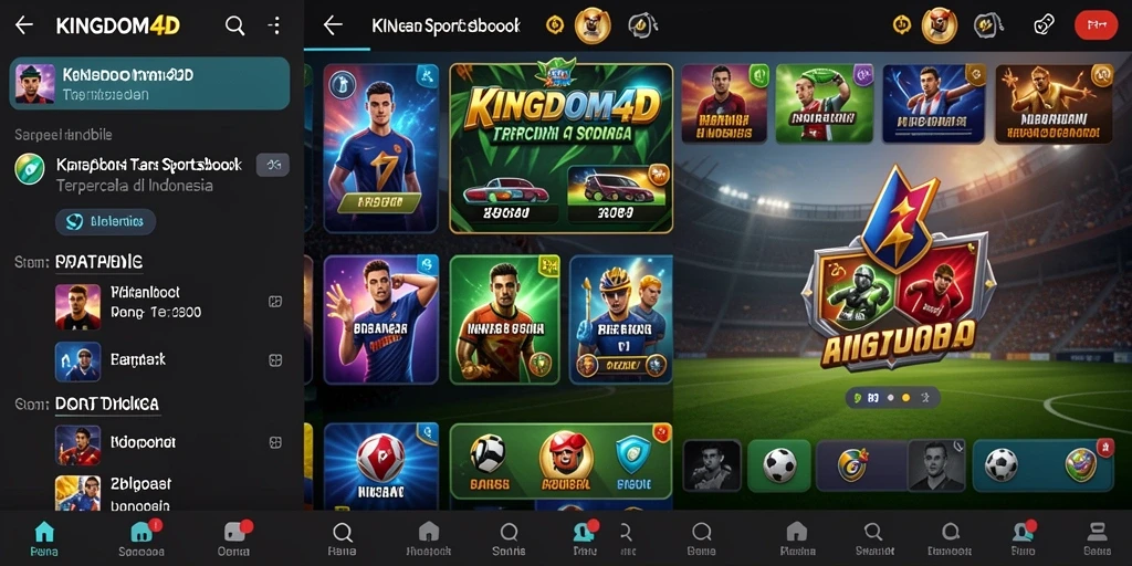 Screenshot gameplay KINGDOM4D yang menampilkan fitur taruhan olahraga.