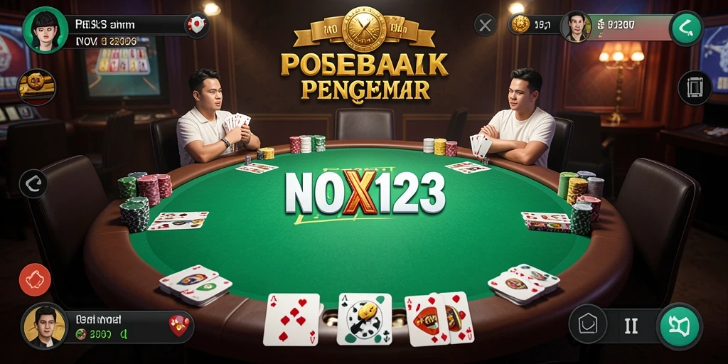 Screenshot gameplay NOX123 menampilkan suasana poker yang seru dan interaktif.