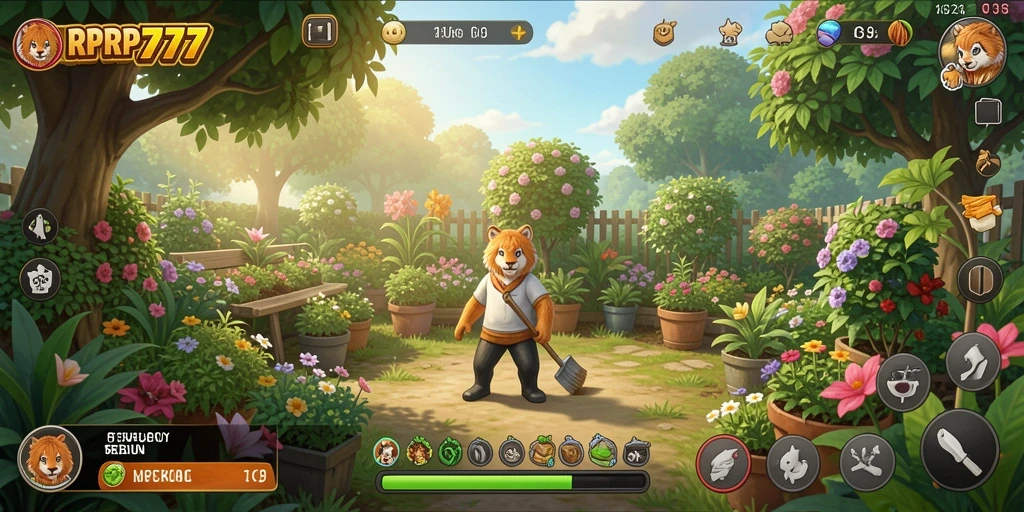 Screenshot RPRP777 menampilkan aktivitas berkebun yang seru dan interaktif.