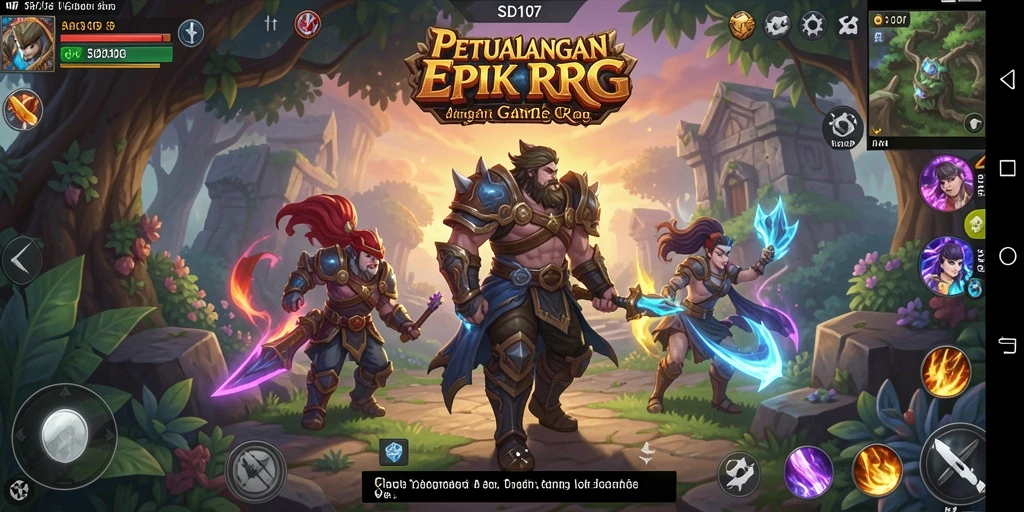 Tangkapan layar utama dari gameplay RPG SD107 yang mendebarkan.