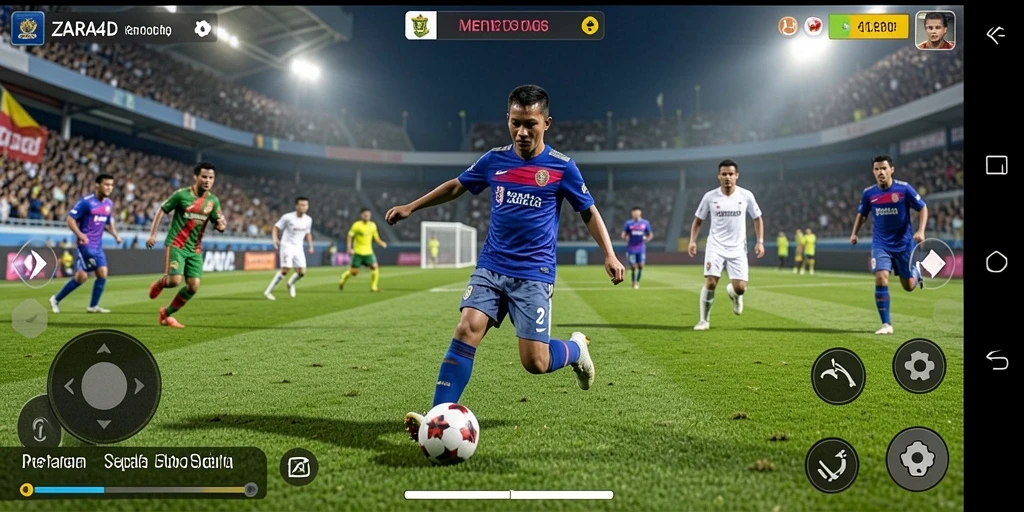 Tangkapan layar dari gameplay ZARA4D yang menunjukkan aksi laga sepak bola.